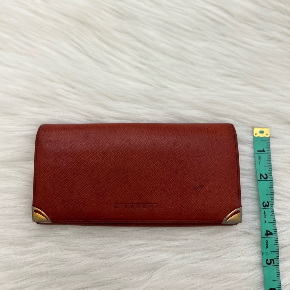GIVENCHY - RED ORANGE ALL LEATHER LONG BIFOLD WALLET WITH GOLD PLATED CORNERS - Picture 11 of 11